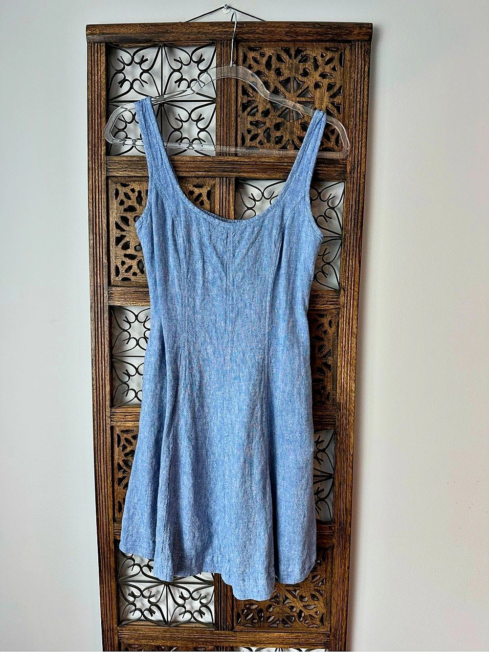 Universal Thread Linen Mini Dress in Blue Size XS
